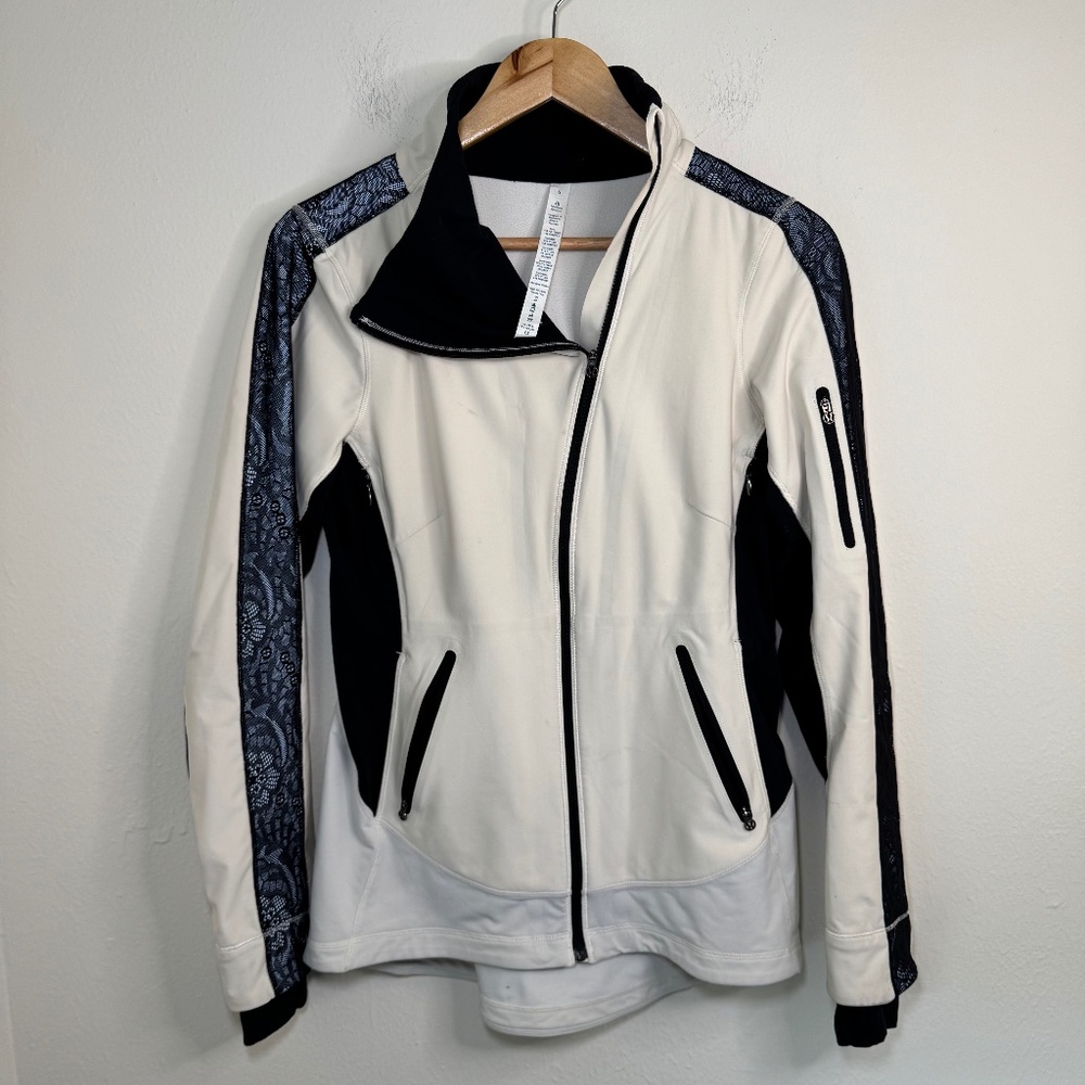 Lululemon Jacket Women's Size 6 White Black Draft Dodger Performance Active
